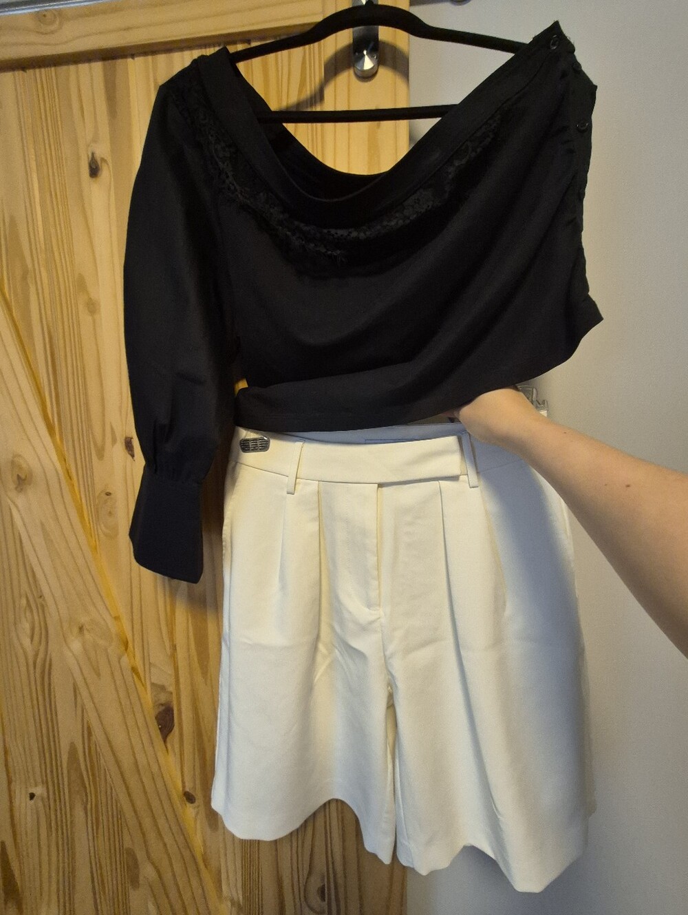 NWT By Anthropologie One-Shoulder Puff Sleeve Black Top - Picture 15 of 16